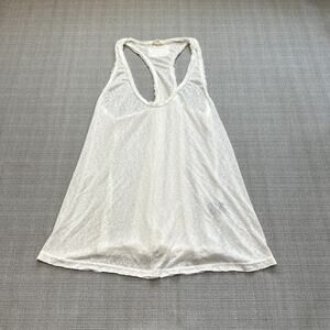 POL Cami Tank Top Shirt Womens Large White Raw Hems Racerback‎ Y23k Whimsy